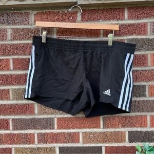 Adidas Black and White 3 Stripe Athletic Shorts
